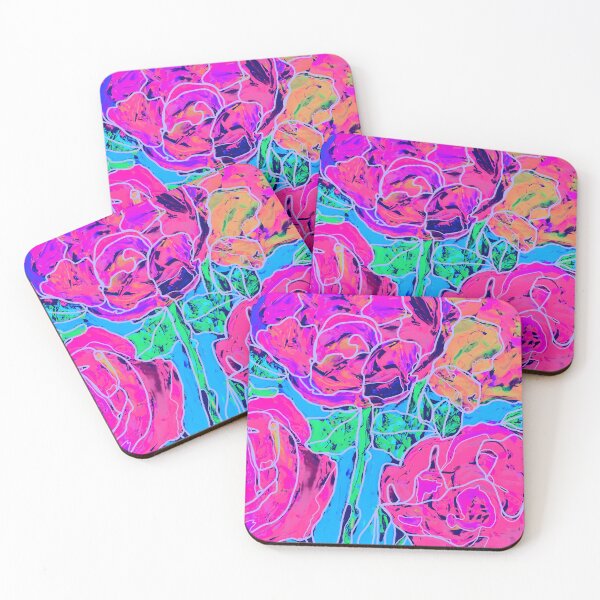 Item preview, Digital doppleganger fluro pink roses designed and sold by bekki smith.