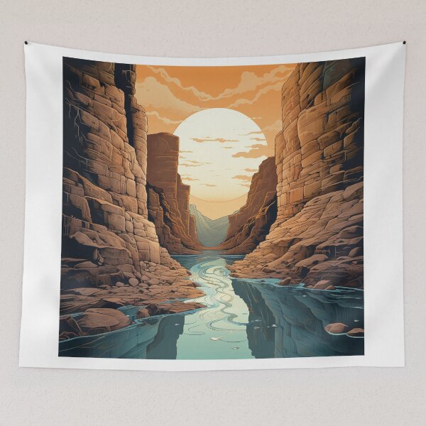 Item preview, Sunlit Oasis: River Through Desert Canyon designed and sold by Christian Weiss.