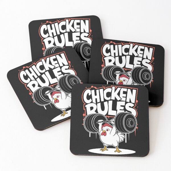 Item preview, Chicken Rules Fitness Food Funny Gym  designed and sold by Quirky Shirts.