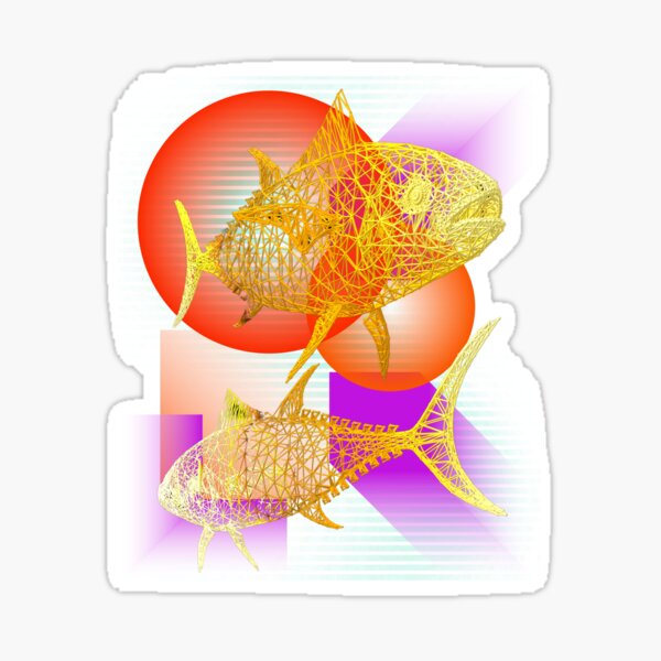 Aperçu de l'œuvre 3D fish Wireframe  on a gradient background créée et vendue par KenszoSatori.