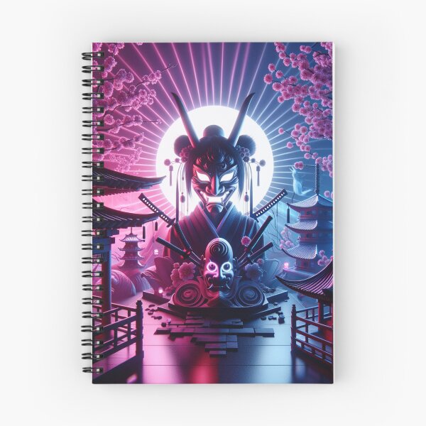 Item preview, Colorful Kitsune Masked Geisha Girl Japanese Pagoda Cherry Blossom Design designed and sold by DesignsByLitz.