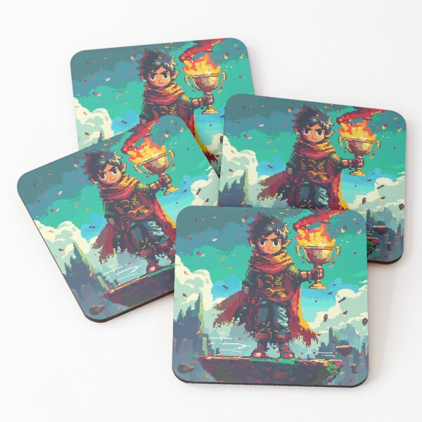 Item preview, Heroic adventurer with trophy, standing on cliff designed and sold by palmyst.