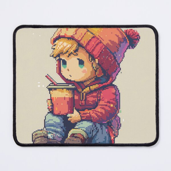 Item preview, Thoughtful boy sipping drink in winter attire designed and sold by palmyst.