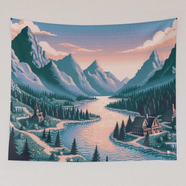 Item preview, Skyrim Peaceful Village River Pixel Art designed and sold by Jake-Carter0.