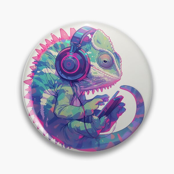 Artikelvorschau, Cyber-Chamäleon // Chamäleon // Musiksüchtiger // Cyber-Tier // Musik hören // Tierkrieger entworfen und verkauft von SMARTKIT DESIGNAGENCY.
