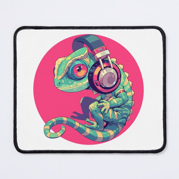 Artikelvorschau, Cyber-Chamäleon // Chamäleon // Musiksüchtiger // Cyber-Tier // Musik hören // Tierkrieger entworfen und verkauft von SMARTKIT DESIGNAGENCY.