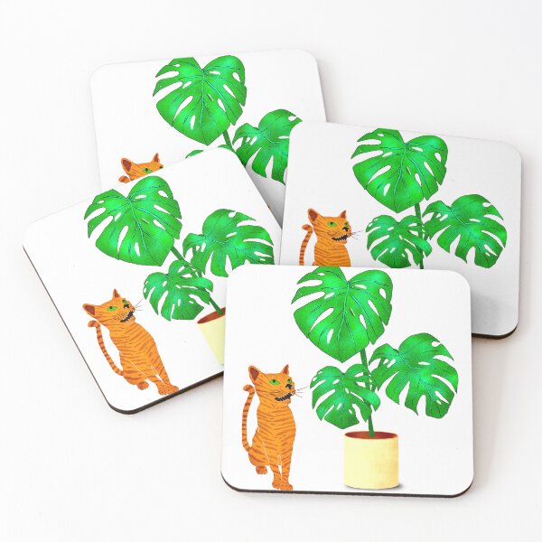 Item preview, Cat with Monstera Leaf designed and sold by BeUniqueByRomy.