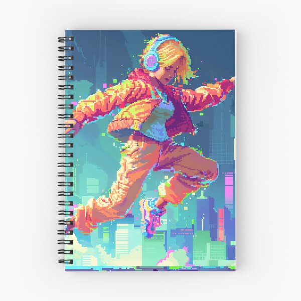 Item preview, Energetic dancer leaping in vibrant cityscape designed and sold by palmyst.