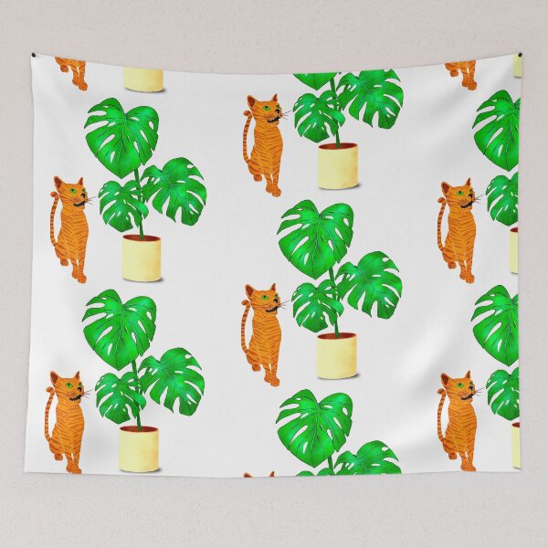 Item preview, Cat with Monstera Leaf designed and sold by BeUniqueByRomy.