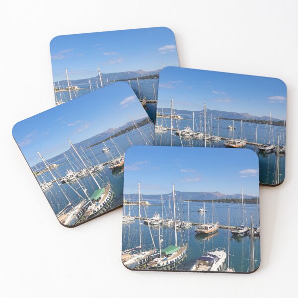 Item preview, Port with yachts and sailboats Corfu town Greece  designed and sold by goceris.