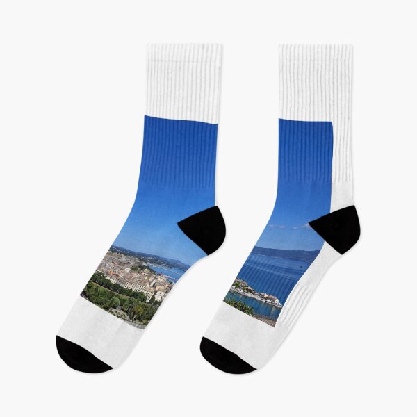 Item preview, Panoramic view on classical Greek houses buildings Corfu island capital Kerkyra designed and sold by goceris.