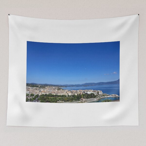 Item preview, Panoramic view on classical Greek houses buildings Corfu island capital Kerkyra designed and sold by goceris.