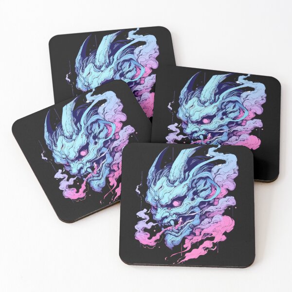Item preview, Oni Yokai Hannya Ogre Pink Blue designed and sold by TomFrontierArt.