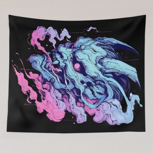 Item preview, Oni Yokai Hannya Ogre Pink Blue designed and sold by TomFrontierArt.