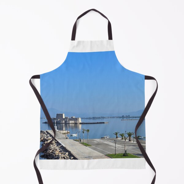 Item preview, Bourtzi water fortress and port with small fishing boats in Nafplio, Peloponnese, Greece designed and sold by goceris.