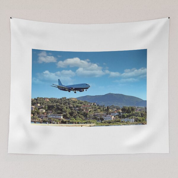 Item preview, Airplane landing at Kerkyra Airport, Corfu International Airport. Corfu island, Greece designed and sold by goceris.