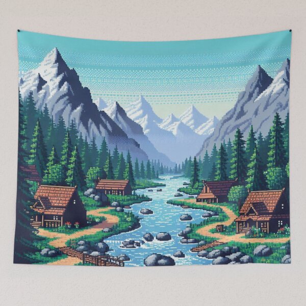 Item preview, Skyrim Peaceful Village Pixel Art designed and sold by Jake-Carter0.