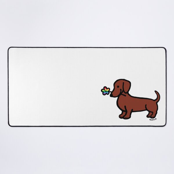 Item preview, Red Smooth Dachshund Tiny Rainbow Flower designed and sold by HappyLabradors.