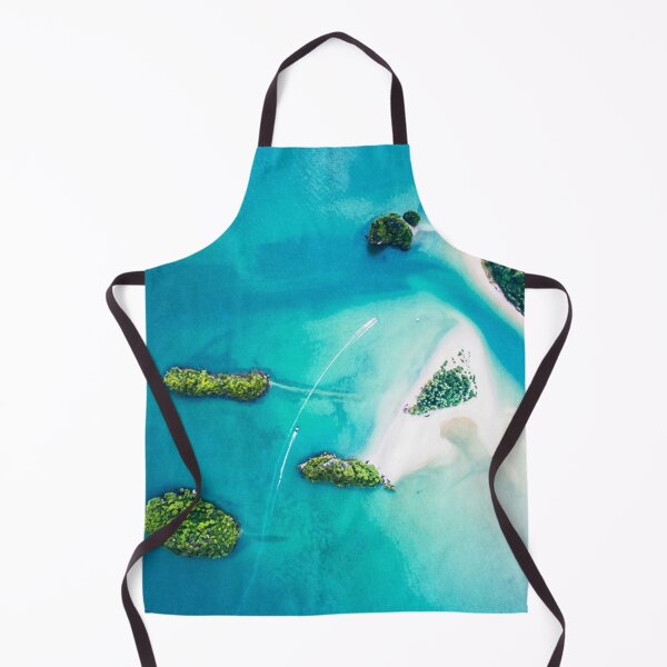Item preview, An Aerial Shot of Two Motorboats Speeding on Clear Water Between Small Tropical Islands. designed and sold by Revulet.
