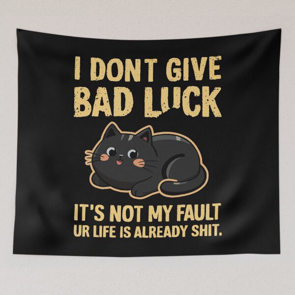 Item preview, No Bad Luck Black Cat Kawaii designed and sold by Quirky Shirts.