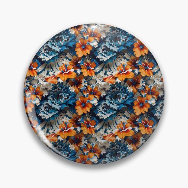 Item preview, Blue, Orange and White Flower Pattern designed and sold by DJ-Portable.