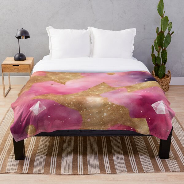 Artikelvorschau, Abstraktes Rosa, Lila und Gold mit Kristallen entworfen und verkauft von CalmnessbyChoice.