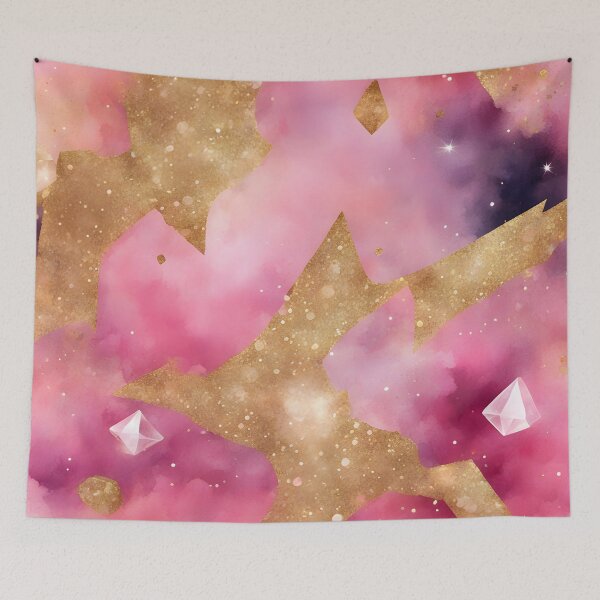 Item preview, Abstract Pink, Purple and Gold with Crystals designed and sold by CalmnessbyChoice.