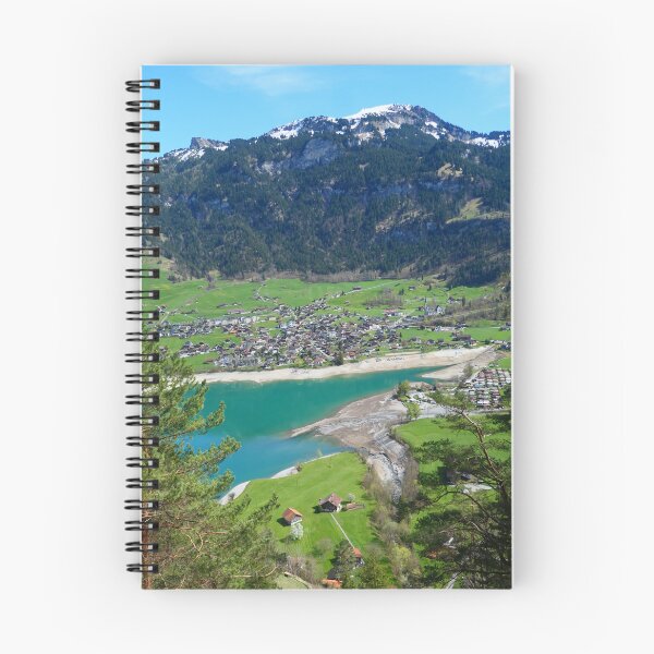 Item preview, Idyllic Swiss landscape: village, lake and mountains in harmony designed and sold by ChicVoyagePics.