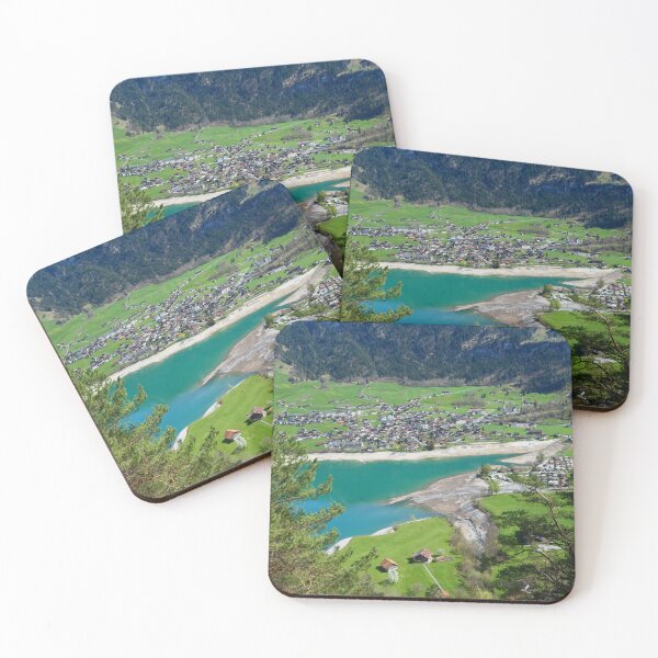 Item preview, Idyllic Swiss landscape: village, lake and mountains in harmony designed and sold by ChicVoyagePics.