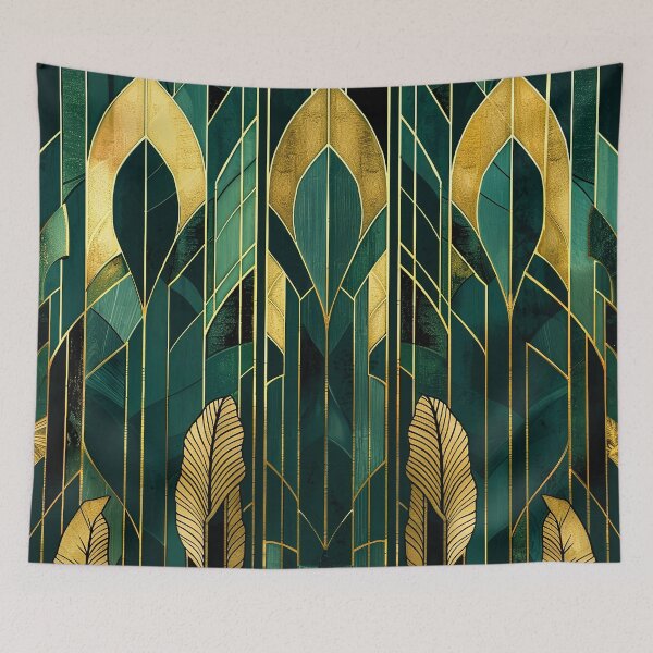 Item preview, Art Deco Design Gatsby Glamour Dark Green Gold Luxurious Pattern designed and sold by Vic Torys ☆.