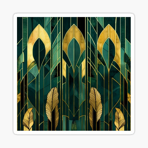 Item preview, Art Deco Design Gatsby Glamour Dark Green Gold Luxurious Pattern designed and sold by Vic Torys ☆.