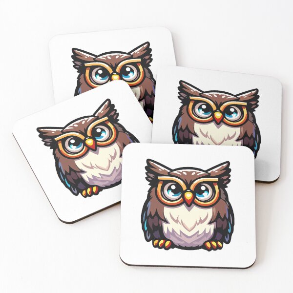 Item preview, Cute Kawaii Owl with Glasses - Adorable Wise Bird designed and sold by Akioos.