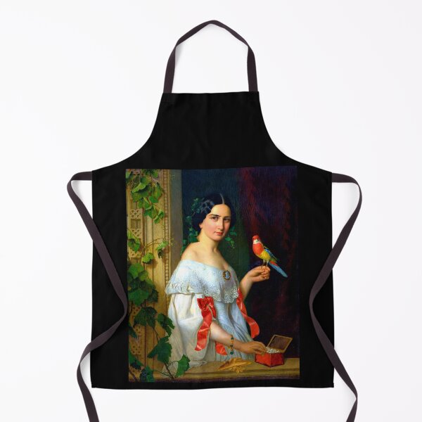 Item preview, Lady with Parakeet 1856 August Canzi designed and sold by RocketshipRetro.