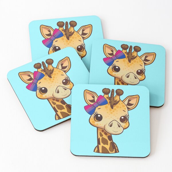 Item preview, Cute Giraffe with Bisexual Pride Flag Bow, Kawaii Bi Pride Design  designed and sold by Travelslightly.