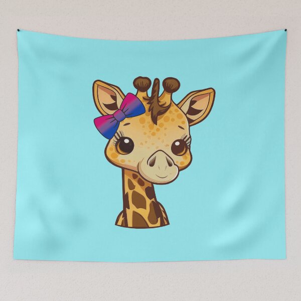 Item preview, Cute Giraffe with Bisexual Pride Flag Bow, Kawaii Bi Pride Design  designed and sold by Travelslightly.