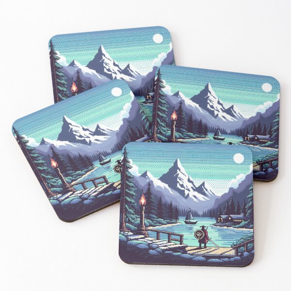 Item preview, Skyrim Snowy Mountain Skyline Pixel Art designed and sold by Jake-Carter0.