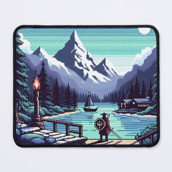 Item preview, Skyrim Snowy Mountain Skyline Pixel Art designed and sold by Jake-Carter0.