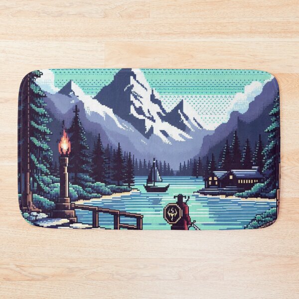 Item preview, Skyrim Snowy Mountain Skyline Pixel Art designed and sold by Jake-Carter0.