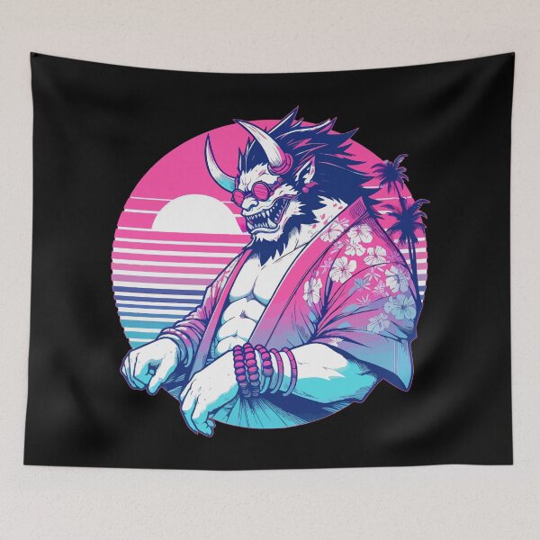 Item preview, Oni Yokai Ogre On Summer Palm Beach designed and sold by TomFrontierArt.