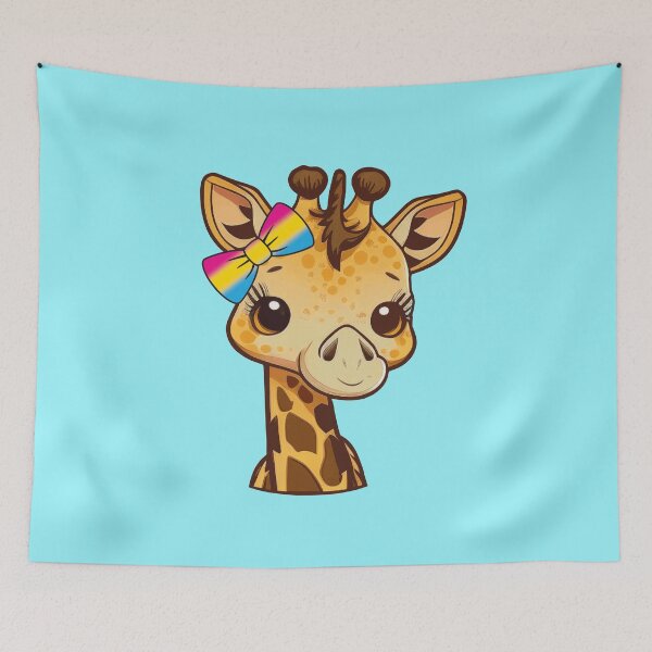 Item preview, Cute Giraffe with Pansexual Pride Flag Bow, Kawaii Pan Pride Design  designed and sold by Travelslightly.