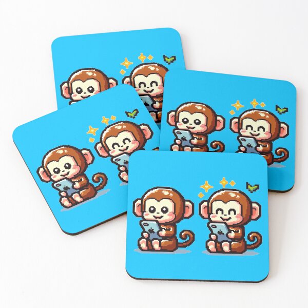 Item preview, Suprised Twin Monkey's on Mobile Phone Pixelart designed and sold by SilverLook48.
