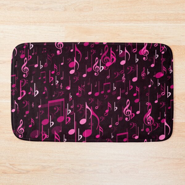 Item preview, Pink music notes on black background pattern design  designed and sold by SpinklyCreations.