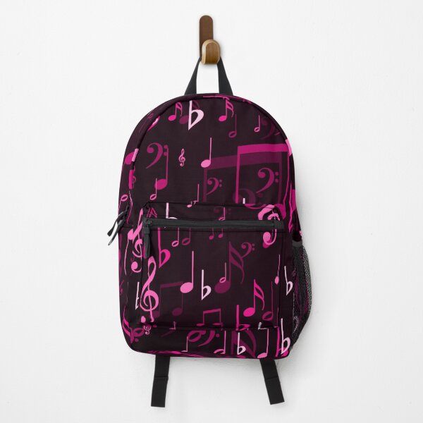 Item preview, Pink music notes on black background pattern design designed and sold by SpinklyCreations.