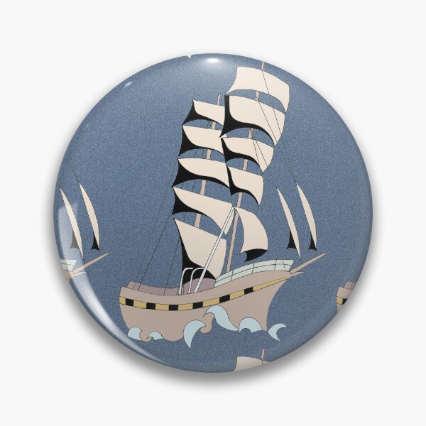 Item preview, Drawing of a two-masted tall ship designed and sold by Carré Comme Orange.