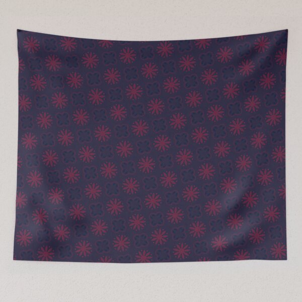 Item preview, Purple Flowers On Blue Pattern designed and sold by PatternsPalette.