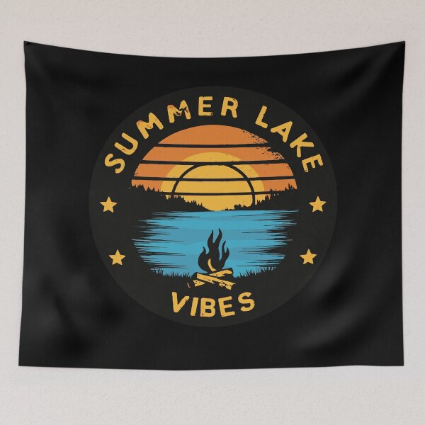 Item preview, Summer Lake Vibes: Retro Sunset Graphic with Lakeside Bonfire designed and sold by BNCH44.