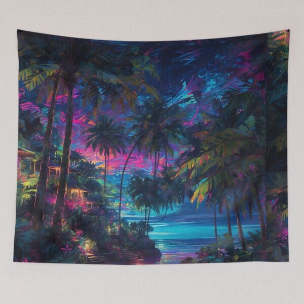 Item preview, Luminous Tropical Paradise at Night designed and sold by Sadia  Jannat.