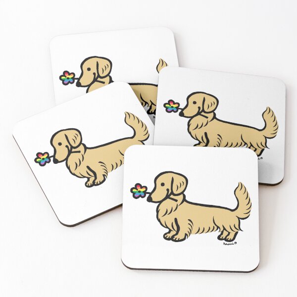 Item preview, Longhaired Cream Dachshund Tiny Rainbow Flower designed and sold by HappyLabradors.