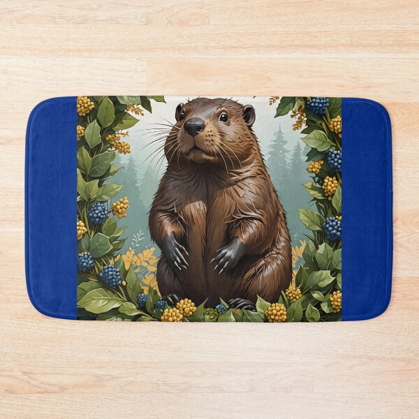 Item preview, American beaver Surrounded By Oregon-grape designed and sold by taiche.