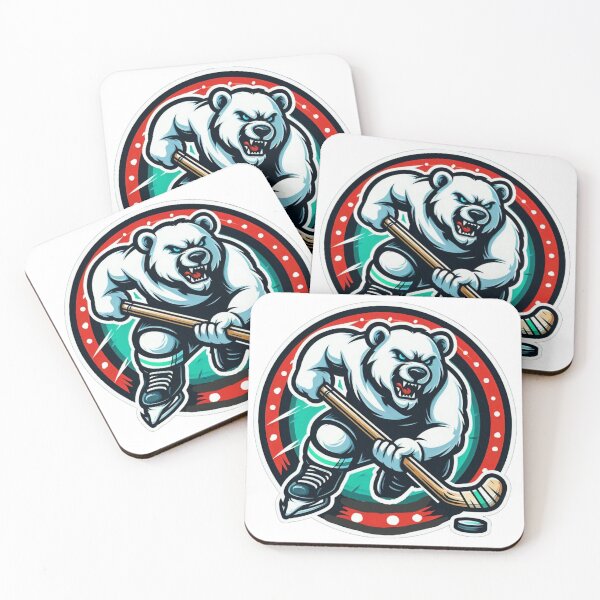 Item preview, Polar bear Hockey player badge designed and sold by ErikFQ.
